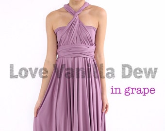 Bridesmaid Dress Infinity Dress Grape Knee Length Wrap Convertible Dress Wedding Dress
