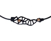 Necklace, contemporary jewelry design, modern jewelry, FREE Shipping, limited edition, Swarovski crystals, leather, laser cut wood