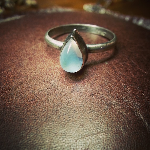 Adularia Moonstone Raindrop Ring Sterling Solitare by TandBrie