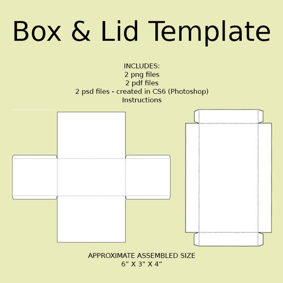 Digital Rectangle Box & Lid Templates Download PNG PSD
