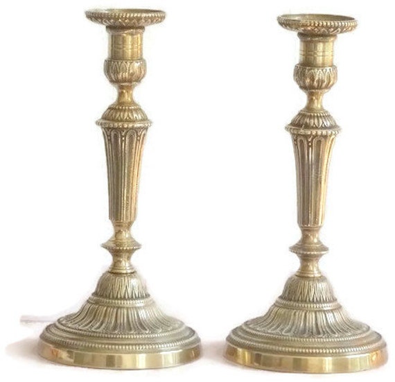 2 Antique French Bronze Candle Holders // French Antique