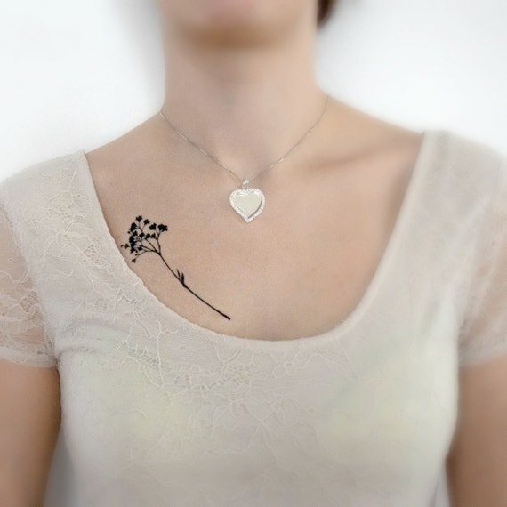 floral flower silhouette temporary tattoo minimalist by floral flower silhouette temporary tattoo minimalist by