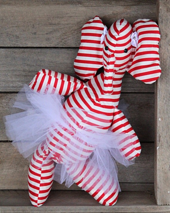Elephant in a Tutu Handmade Plush Toy by SecondChanceCritters