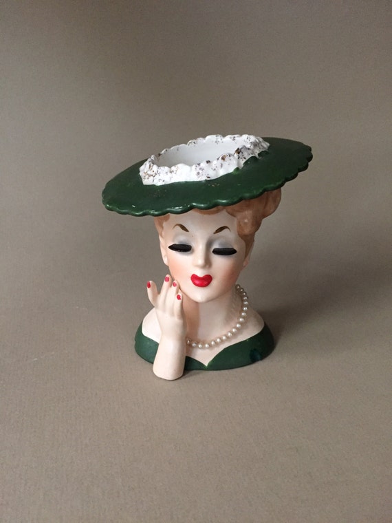 Vintage Napco Head Vase Lady with Pearls 1962 NEW PRICE
