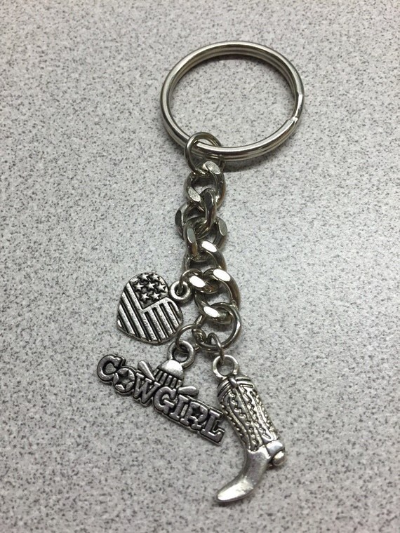 Country Girl Keychain by rhinestonerebelz on Etsy