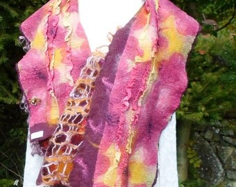 Great stole or scarf nuno felt all in lightness