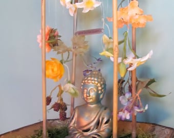 Floral Waterfall- Buddha Meditation Shrine, Yoga, Altar, Namaste, Mindfulness,