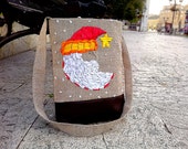 Santa Claus - Embroidered bag - Messenger bag - Leather bag - Handbag- Christmas gift- New Year gift
