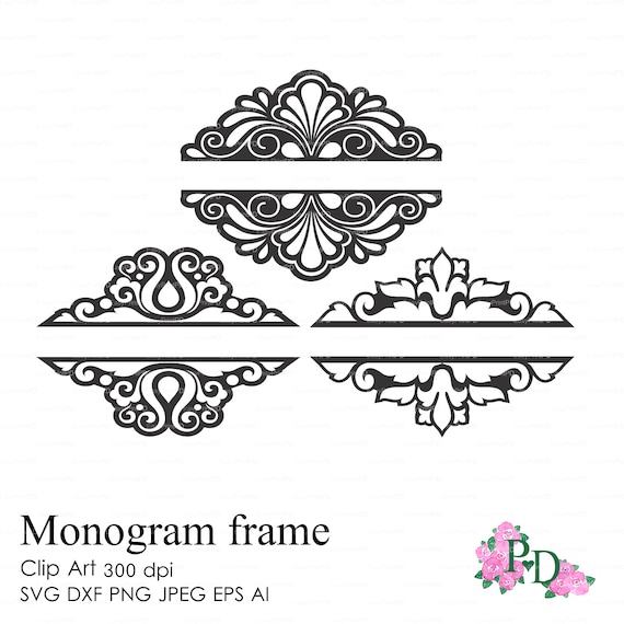 Download Split wedding monogram frames 300 dpi svg dxf ai eps png