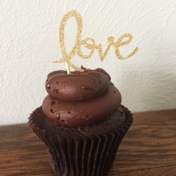 Wedding Glitter Cupcake Toppers - Love Il_570xn