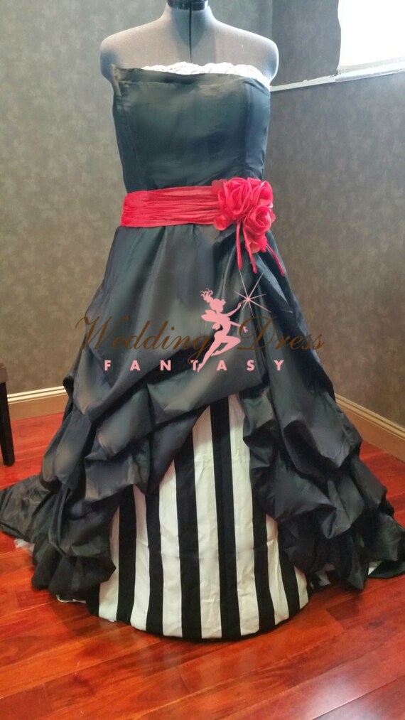Items similar to Beetlejuice Wedding Dress in Black, Red and White