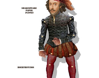 William Shakespeare Paper Puppet Celebrate his birthday with a paper doll