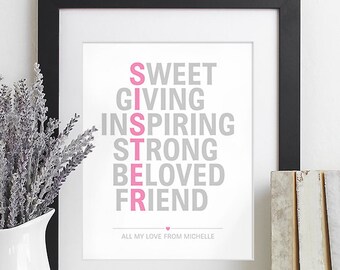 Sister Gift Personalized Gift for Sister Wedding Gift for Sister Birthday Gift for Sister Maid of Honor Gift Sister In Law Bridesmaid Gift