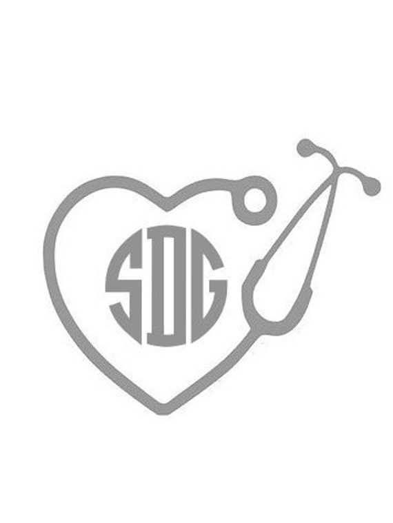 Download Nurse Heart Stethoscope Monogram Decal Sticker Free Shipping