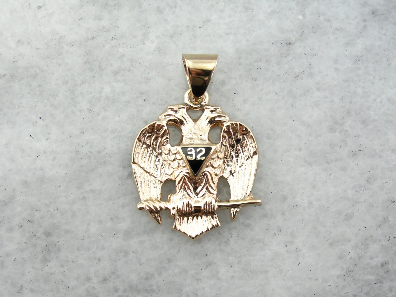 Double Headed Eagle Masonic Gold Pendant or Fob T24FU4-R