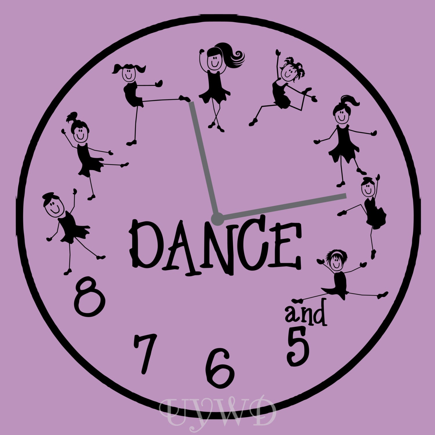 Dance clock and 5 6 7 8 with dancers vinyl decal clock/