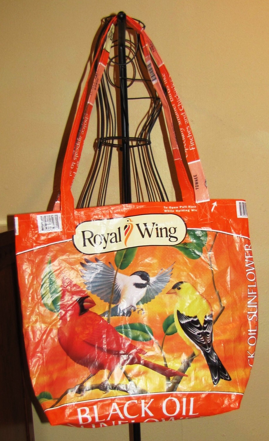 large tote made from upcycled bird seed bag by large tote made from upcycled bird seed bag by