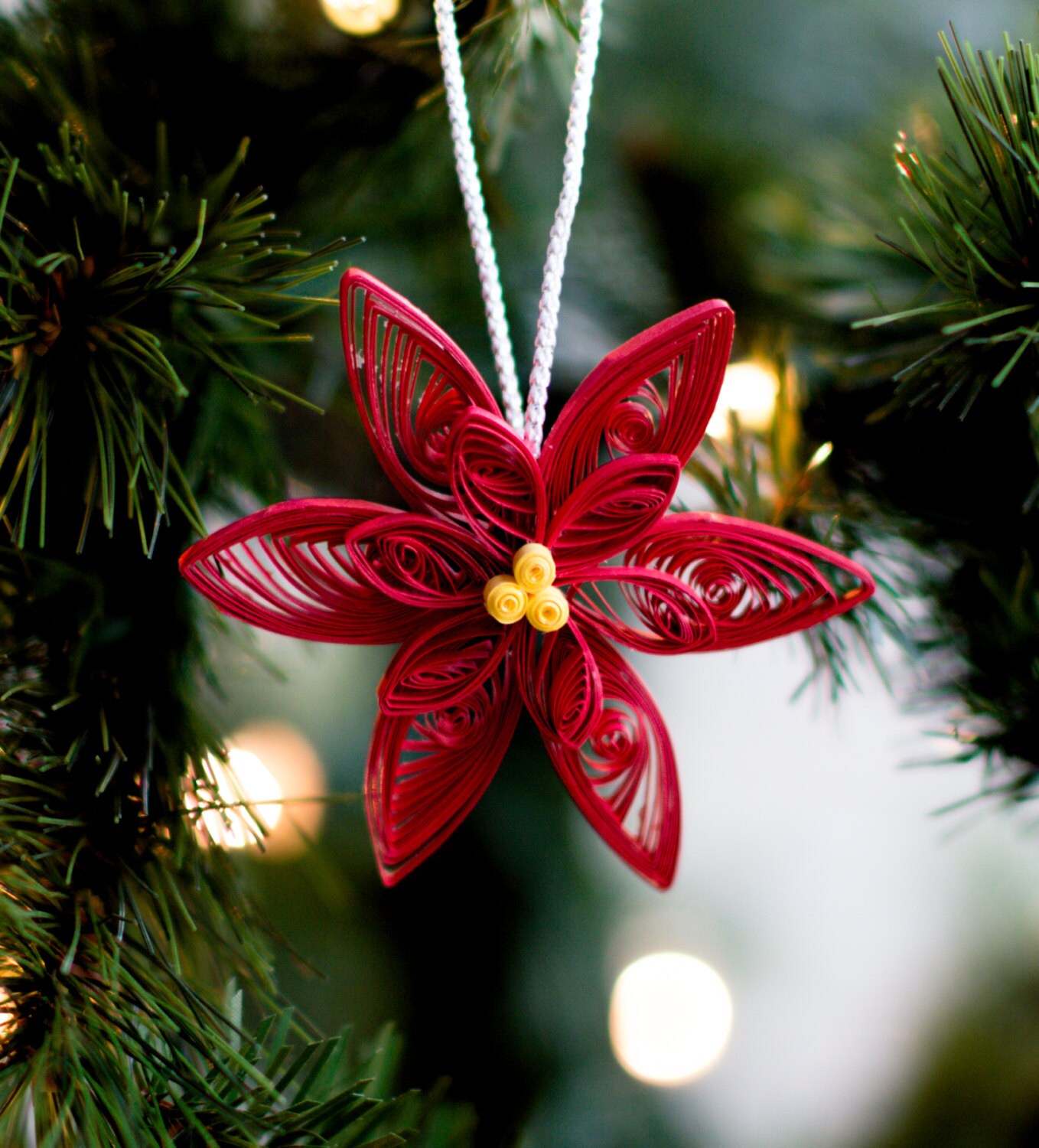 Poinsettia Ornament Christmas Ornament Paper Ornament