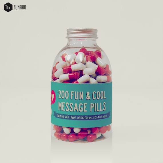 Items similar to Bottle with 200 fun & cool message pills with