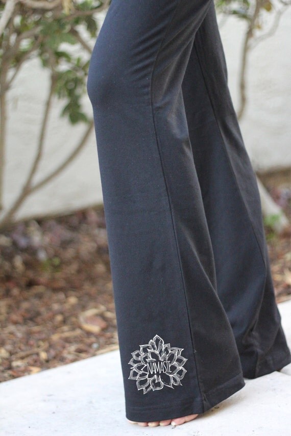 Black Namaste Print Yoga Pants Yoga Pants Yoga Clothes