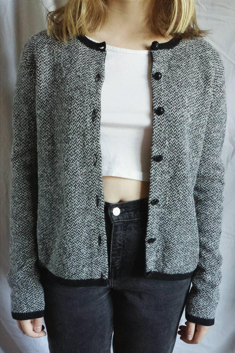 Vintage ChevronStripe Wool Sweater Flower by fuchsiamoonvintage