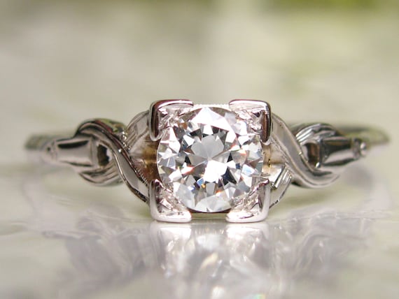 Antique Engagement Ring 0.51ct I/VS Transitional Cut Diamond Art Deco ...