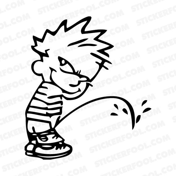 123 - Calvin Pissing Any Size Or Color Custom Cut Vinyl Decal Sticker