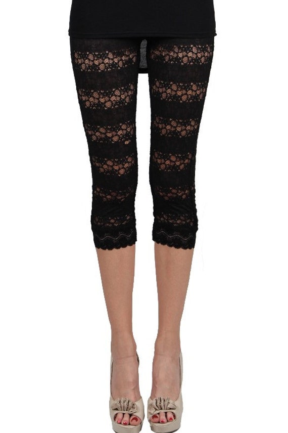 Mid Calf Lace Leggings Black By Bluethorne On Etsy