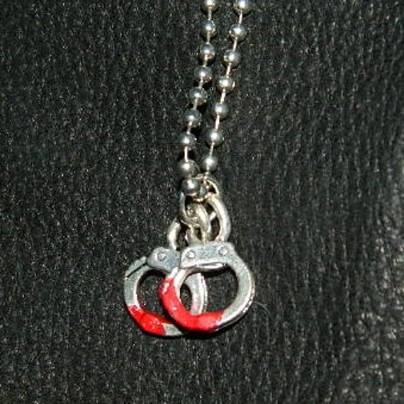 Handcuffs Necklace Halloween Blood Jewelry by TheCatLaughs on Etsy