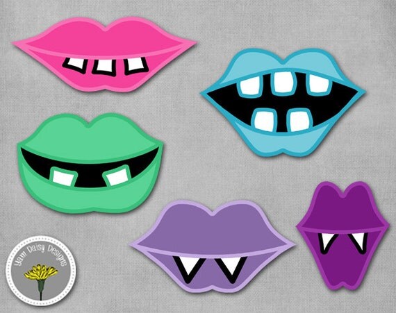 Monster Girly Mouths Lips Photo Props Printable Instant