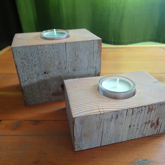 Handmade wooden candle holders by RevampDesignWorks on Etsy