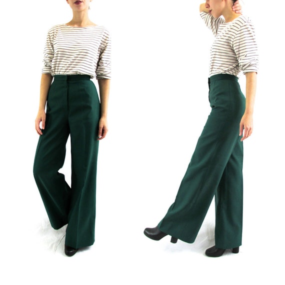 dark green wide leg pants