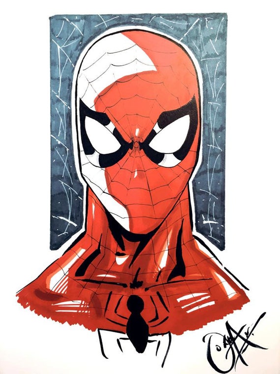 Spiderman Head Sketch by AwantonArt on Etsy