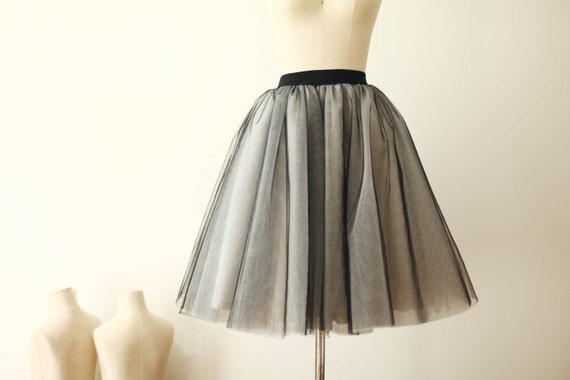 Ombre Black/Ivory Two Colors Tulle Skirt Adult Women Short Skirt ...