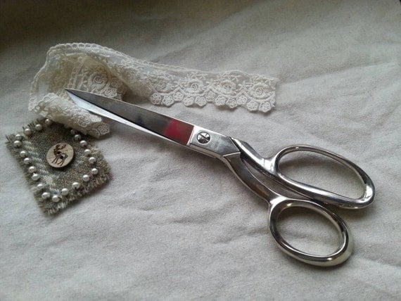 Left handed sewing scissors micro serrated chrome plated 8" 21 cm made