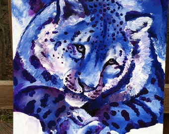 Rainbow snow leopard | Etsy