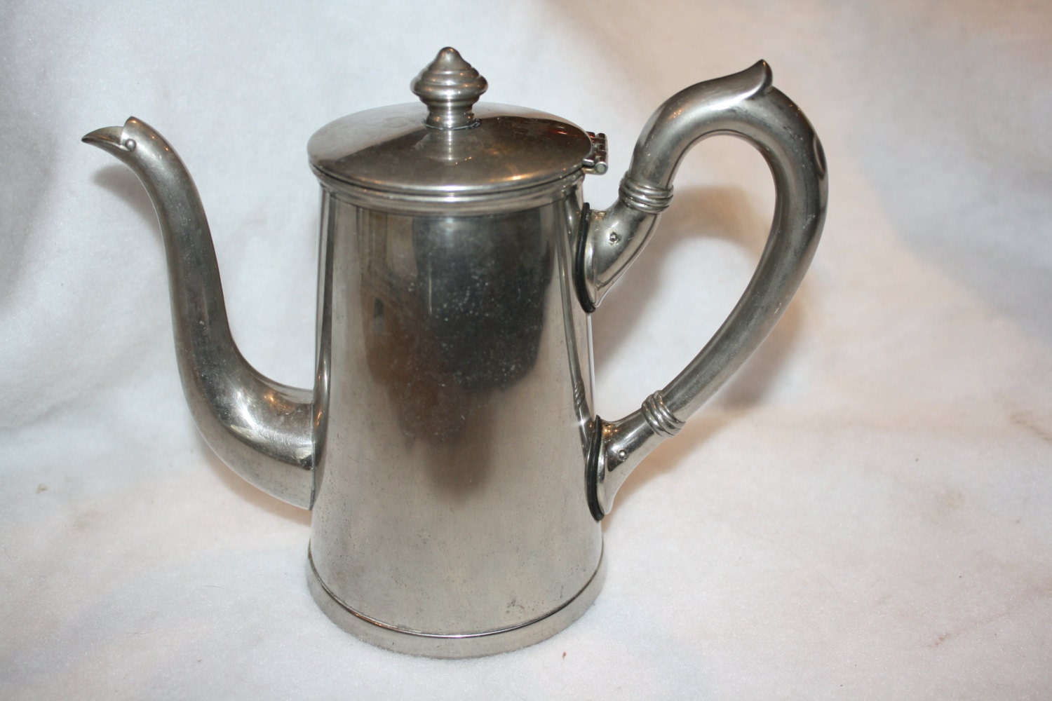Pretty metal teapot with hinged lid E W & J