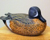Woodcarved Male Blue Winged Teal Duck; Handcarved Teal Duck; Wood carved Duck; Handcrafted Duck Woodcarved Male Blue Winged Teal Duck; Handcarved Teal Duck; Wood carved Duck; Handcrafted Duck