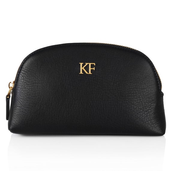 Leather Cosmetic Bag Genuine Black Leather by KaterinaFoxBags