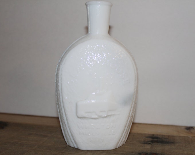 ON SALE Vintage Milk Glass Bottle, Wheaton Glass Bottle, Vintage Wheaton, Benjamin Franklin