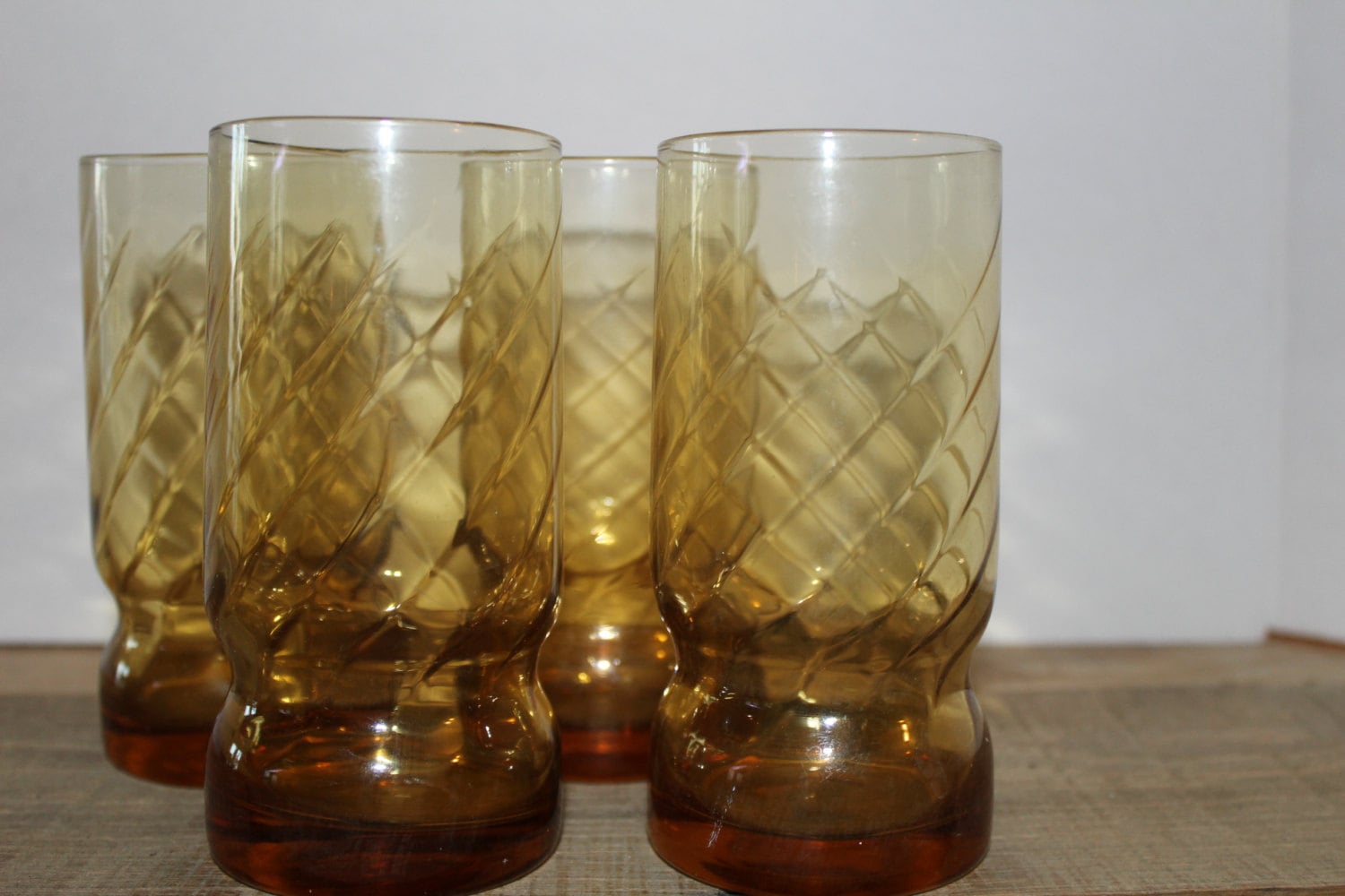 Amber Colored Set of Four Drinking Glasses Haute Juice