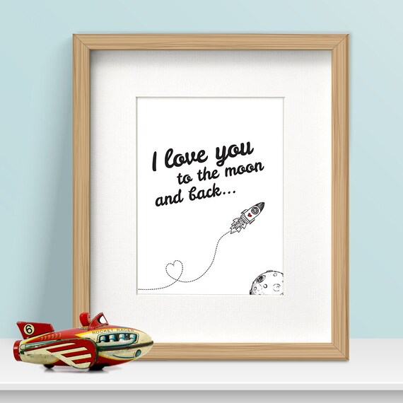 Framed Romantic Quote I Love You to the Moon and Back