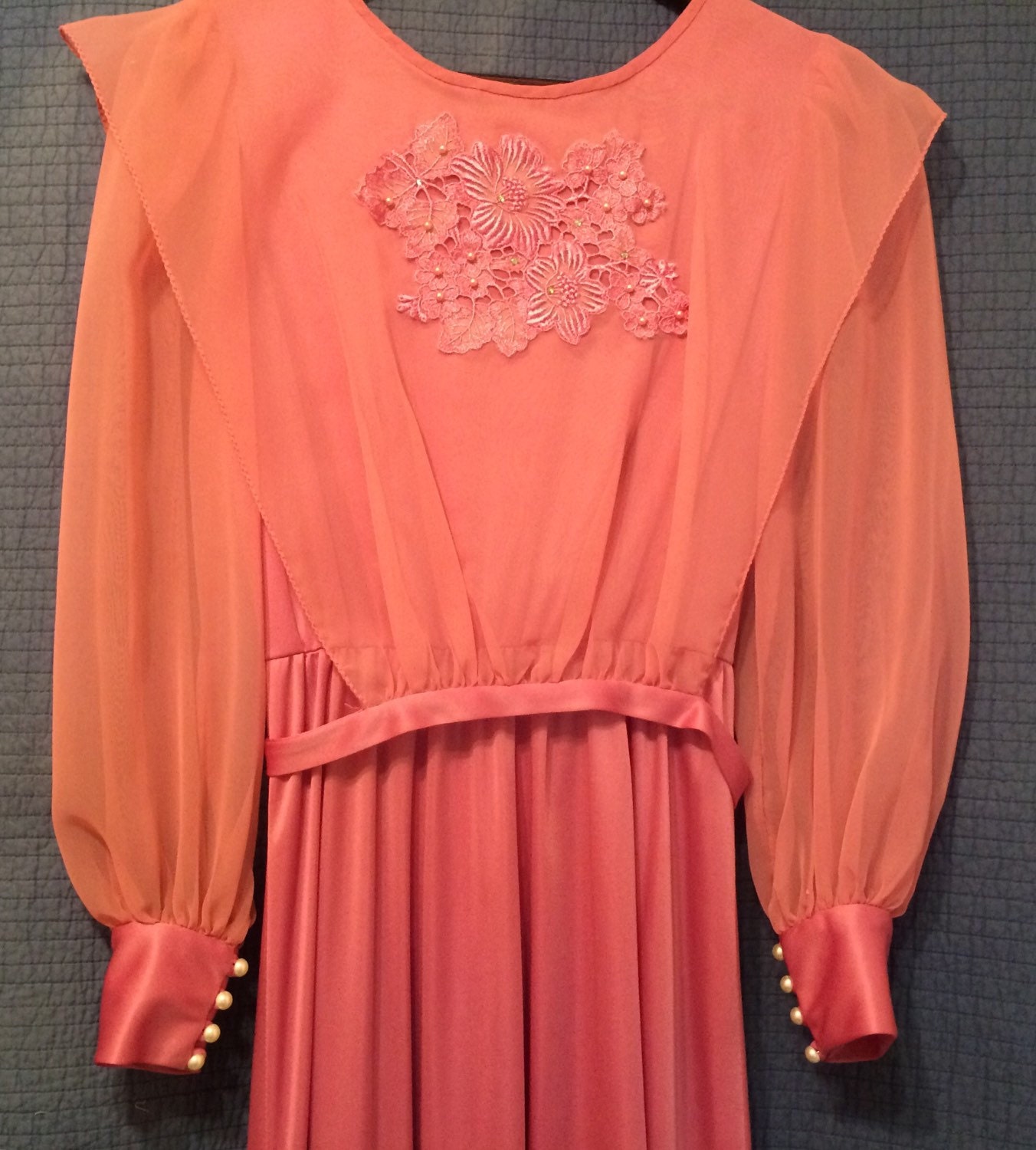 Vintage Pink/Mauve/Purple 1970's Flowy Dress