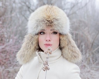 Real coyote fur hat