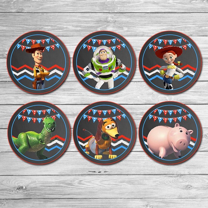 Toy Story Cupcake Toppers Chalkboard Red Blue / Toy Story