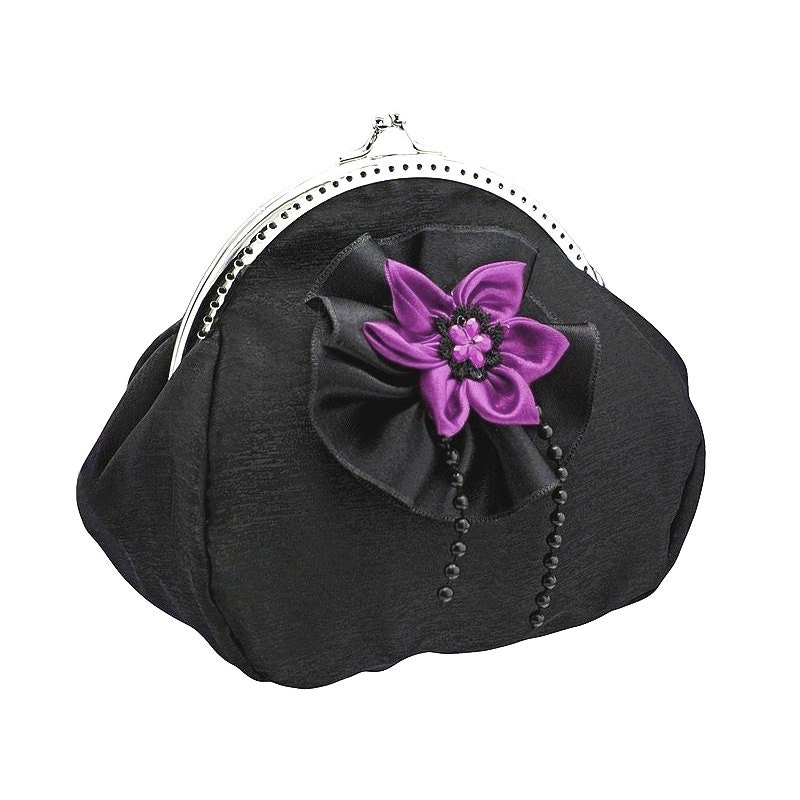 black and purple clutch bag