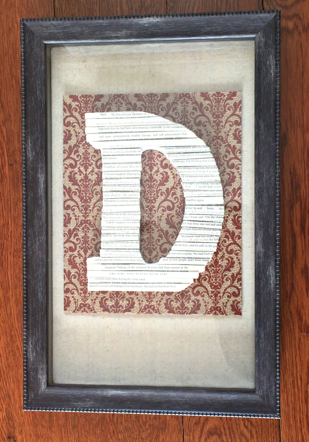 Custom wood letter in black shadow box Framed wood letter