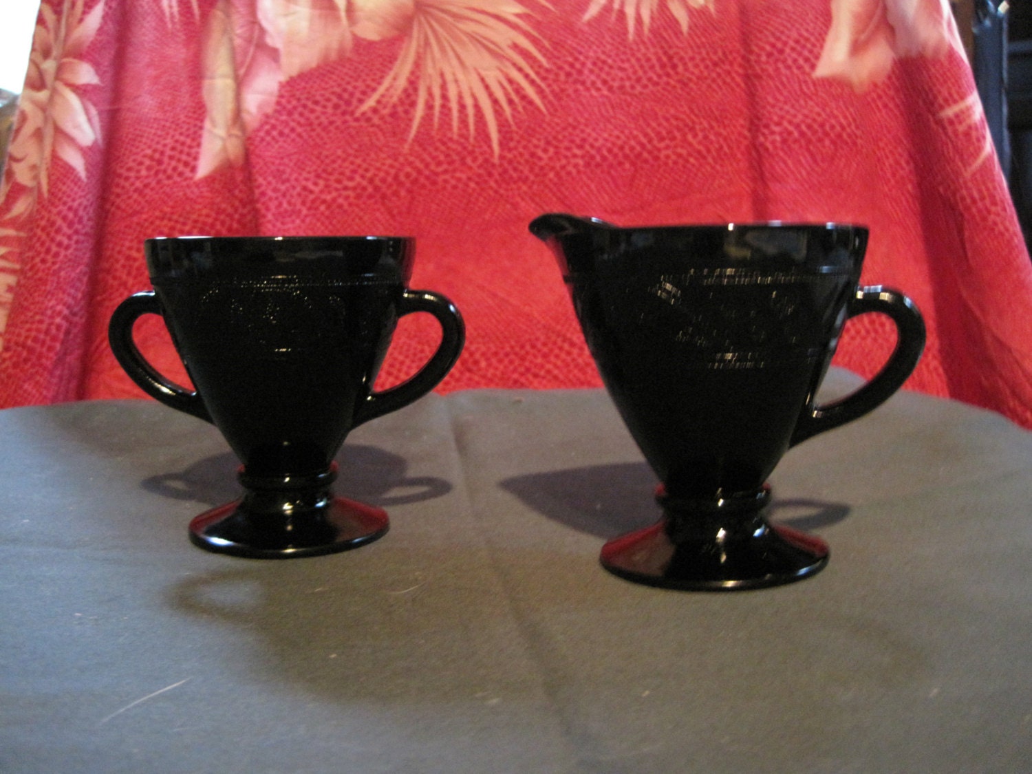 Black Depression Glass Cream & Sugar Set Haute Juice