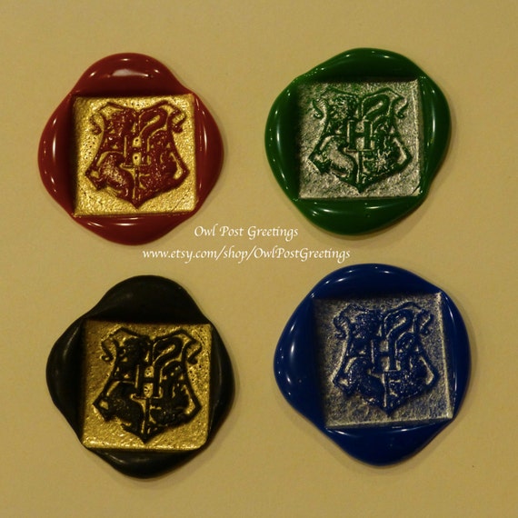 Hogwarts Crest Wax Seal in House Colors real by OwlPostGreetings