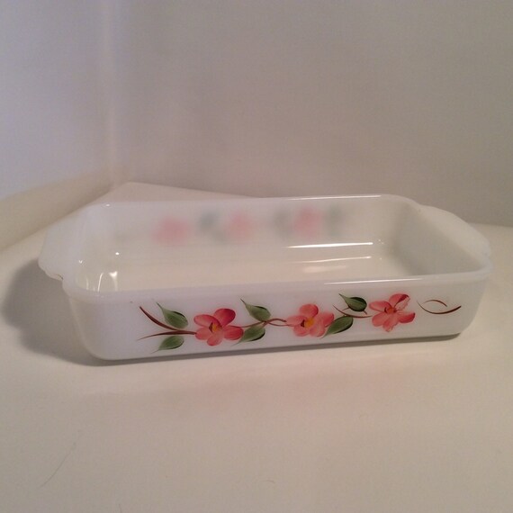 Fire King Glass Rectangular Baking Dish with by OldDecorandMore